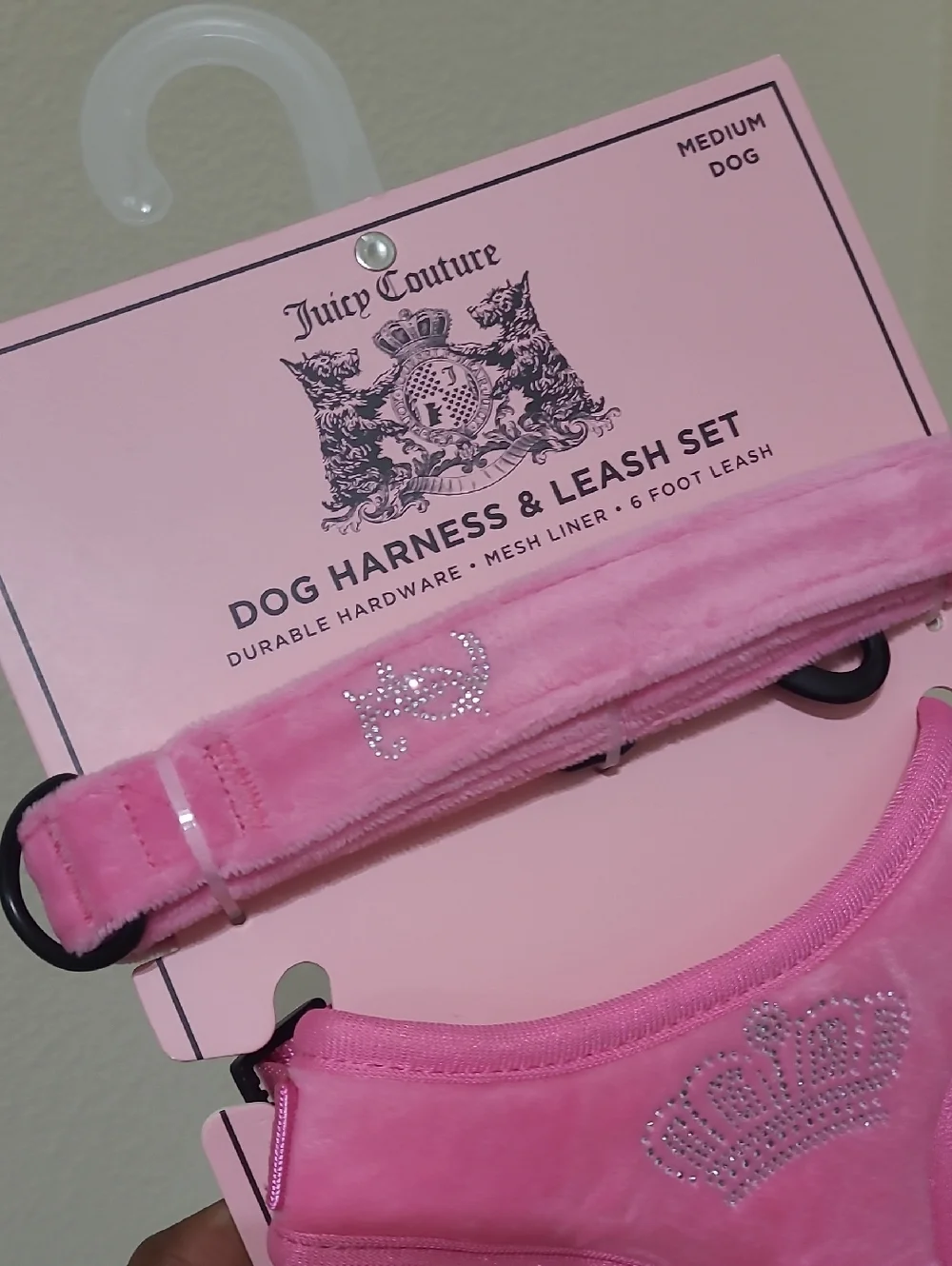 Juicy Couture Pink Dog Harness & Leash Set- Size Medium